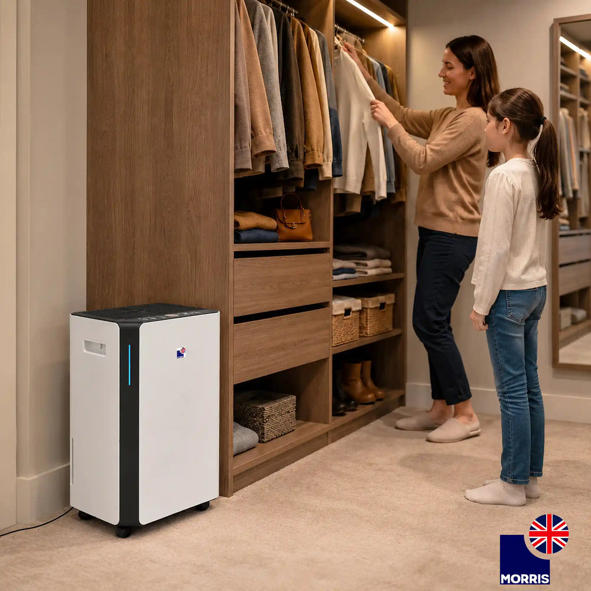 Morris 20l dehumidifier for home walk in wardrobe