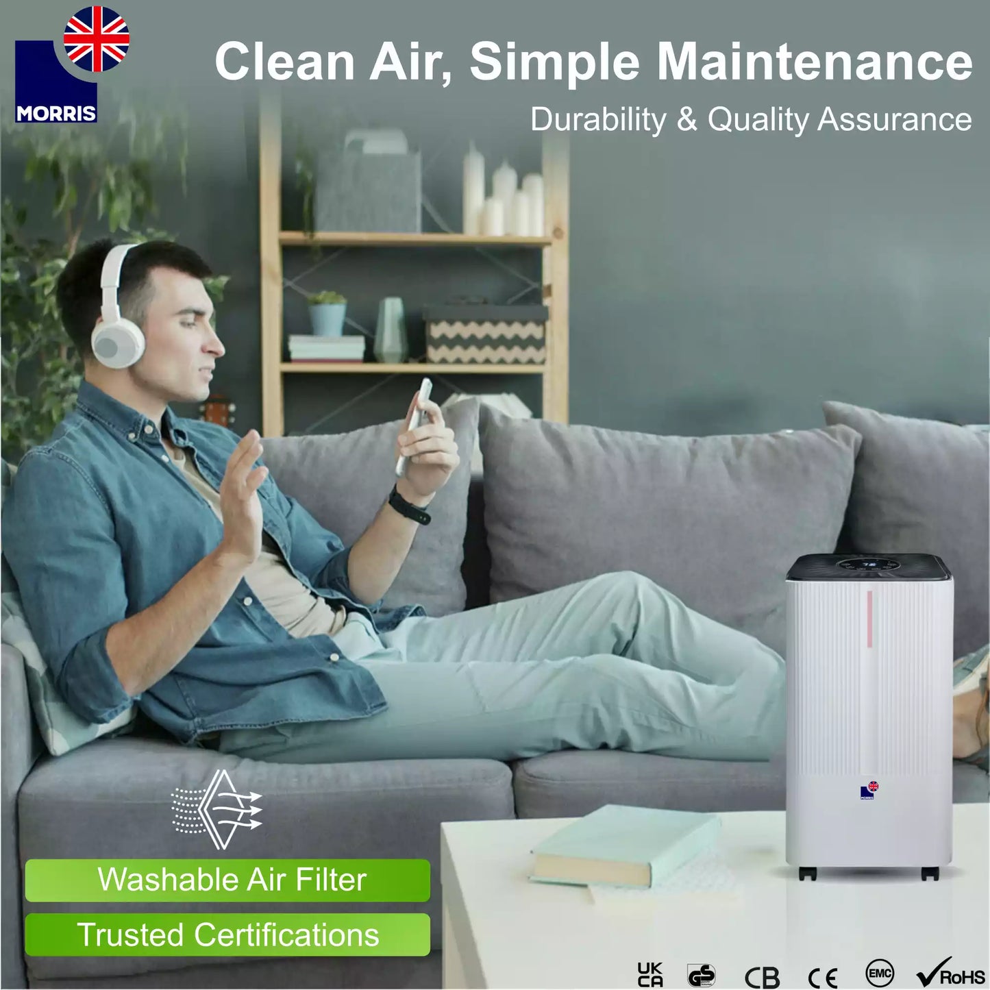 Morris 12L quiet dehumidifier for bedroom