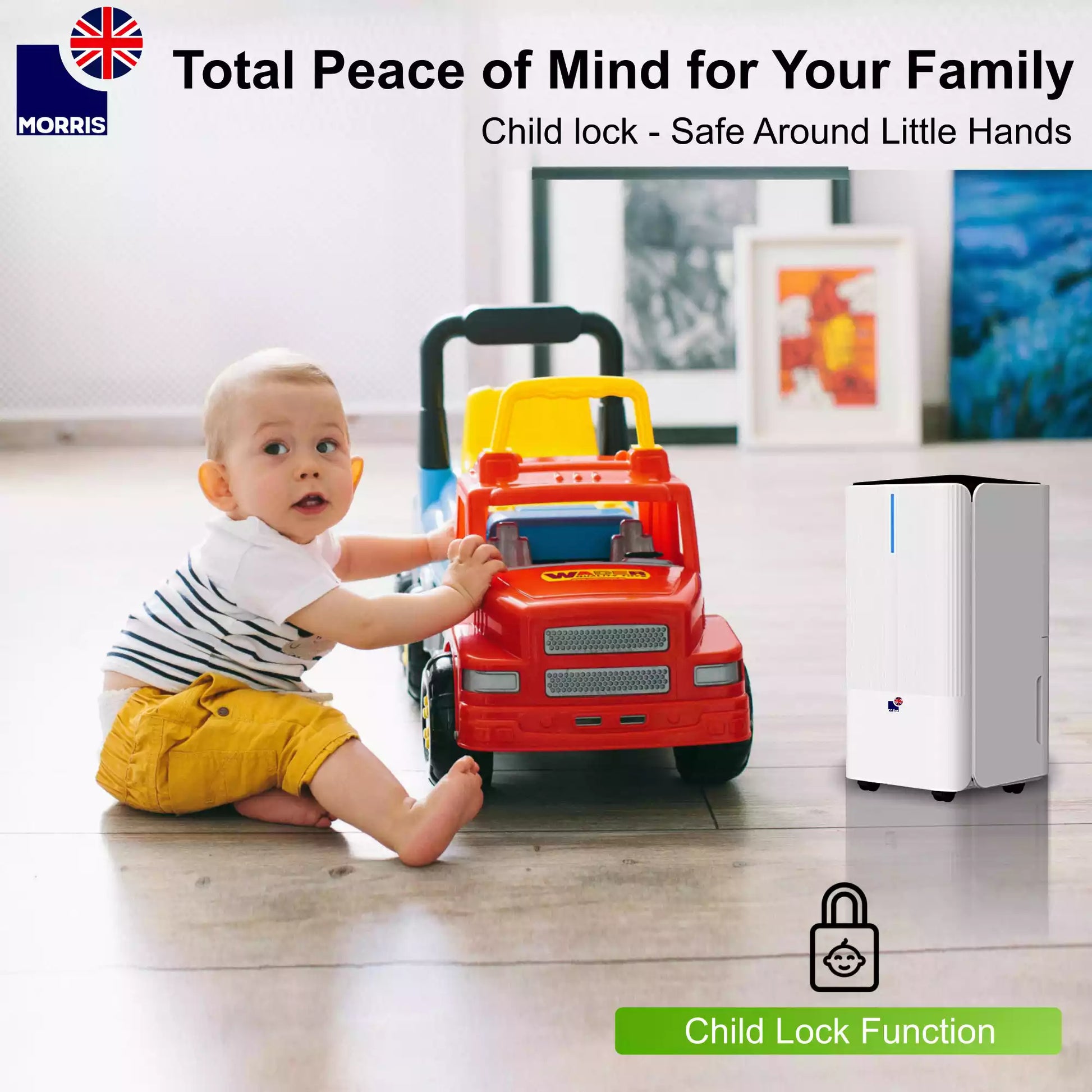 Morris 12L quiet dehumidifier with child lock