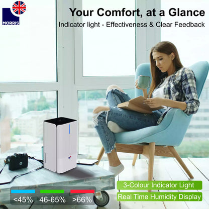 Morris 12L quiet dehumidifier with indicator light
