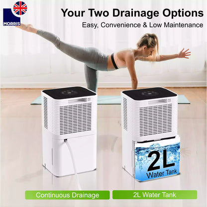 Morris 12L quietest dehumidifier with 2 drainage options