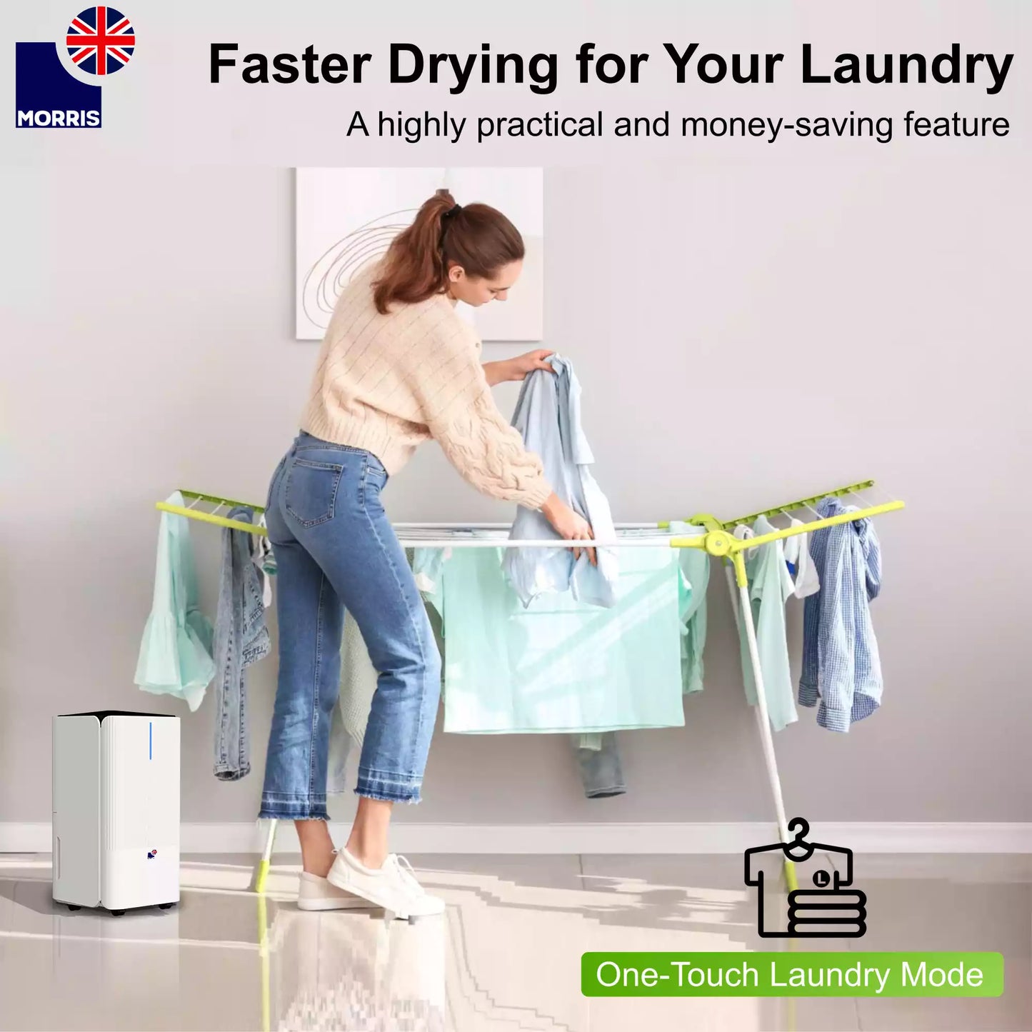 Morris 12L quietest dehumidifier with laundry mode