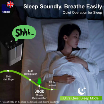 Morris 12L silent dehumidifier with quiet mode