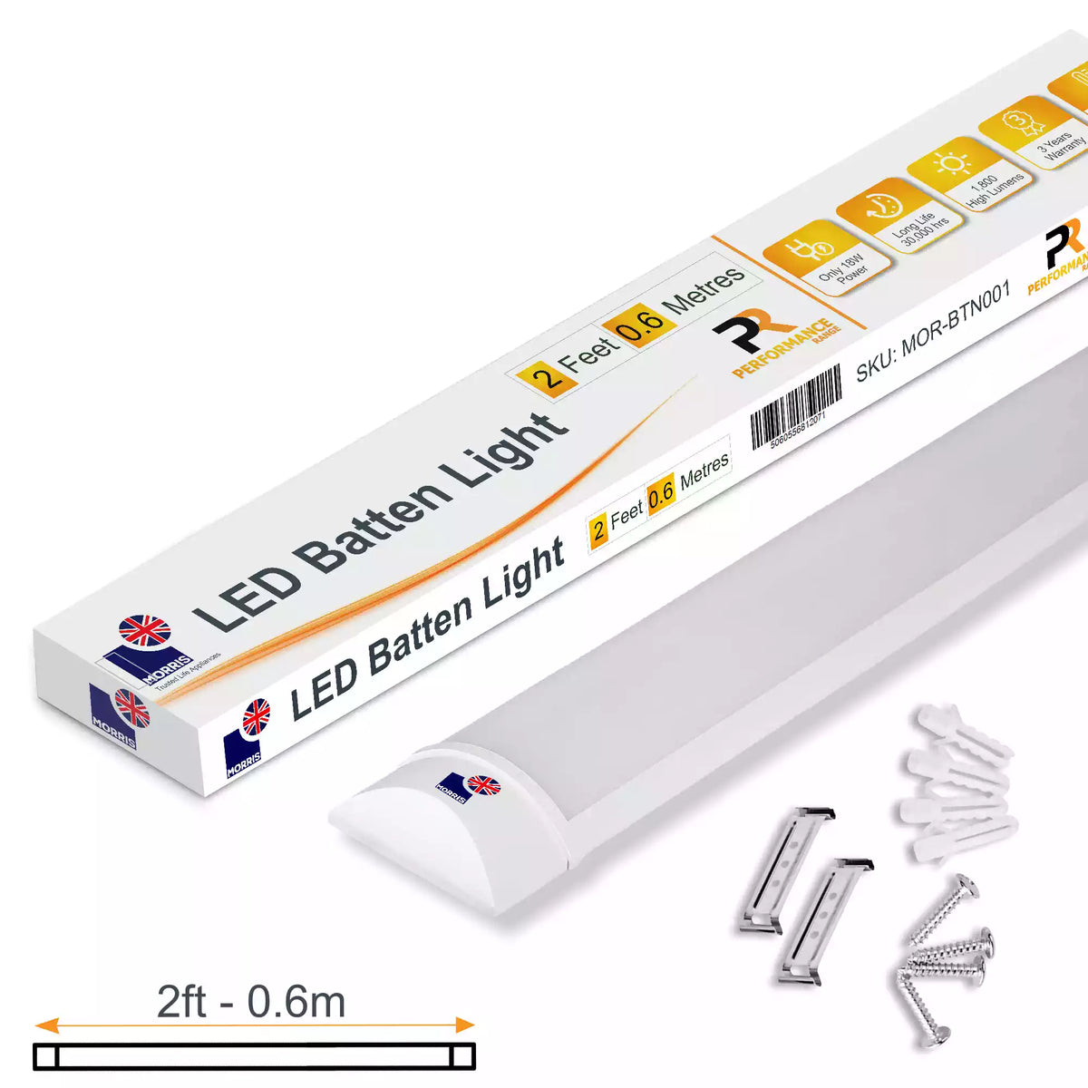 Morris Slimline 2ft LED Batten light - Performance Range