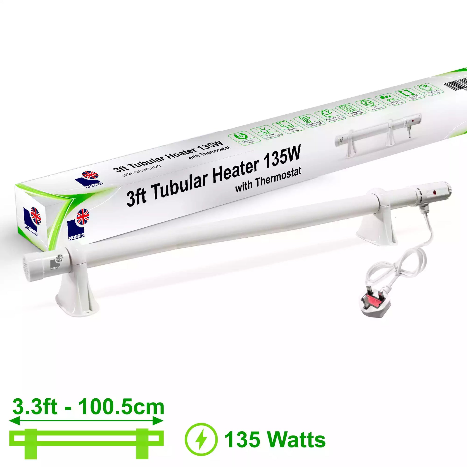 3ft Tubular Heater Thermostat Slimline 135 Watts Thermostat Heat Range