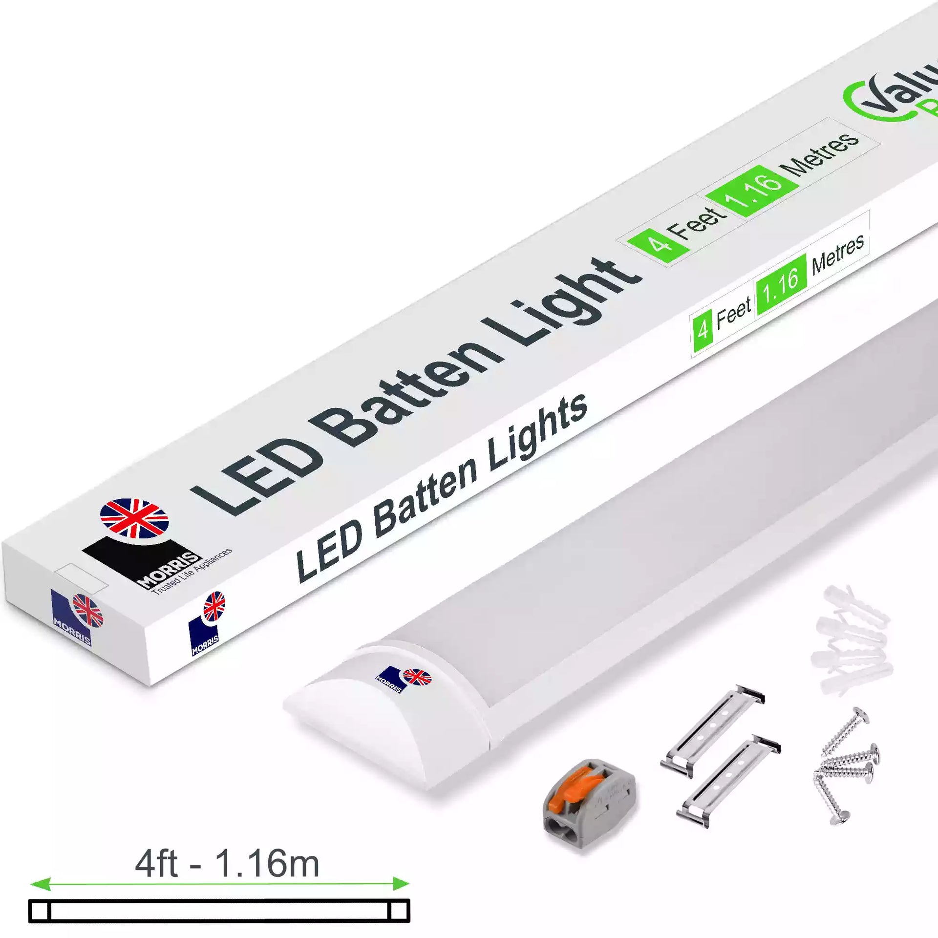 Slimline Lightweight 4ft LED Tube Light Value Range