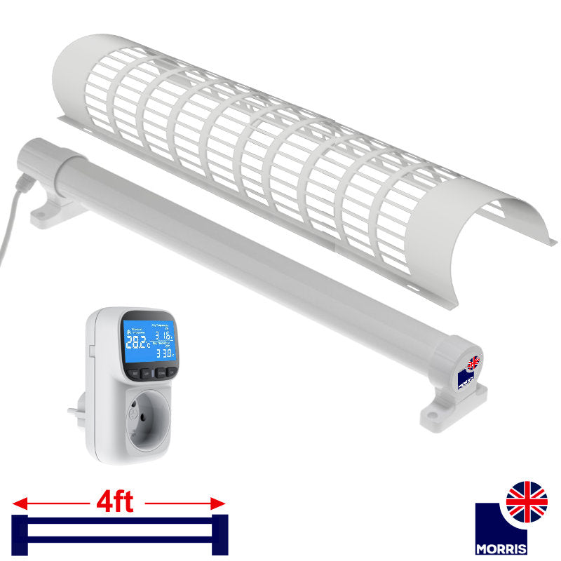 Morris 4ft tubular heater with thermostat and guard set