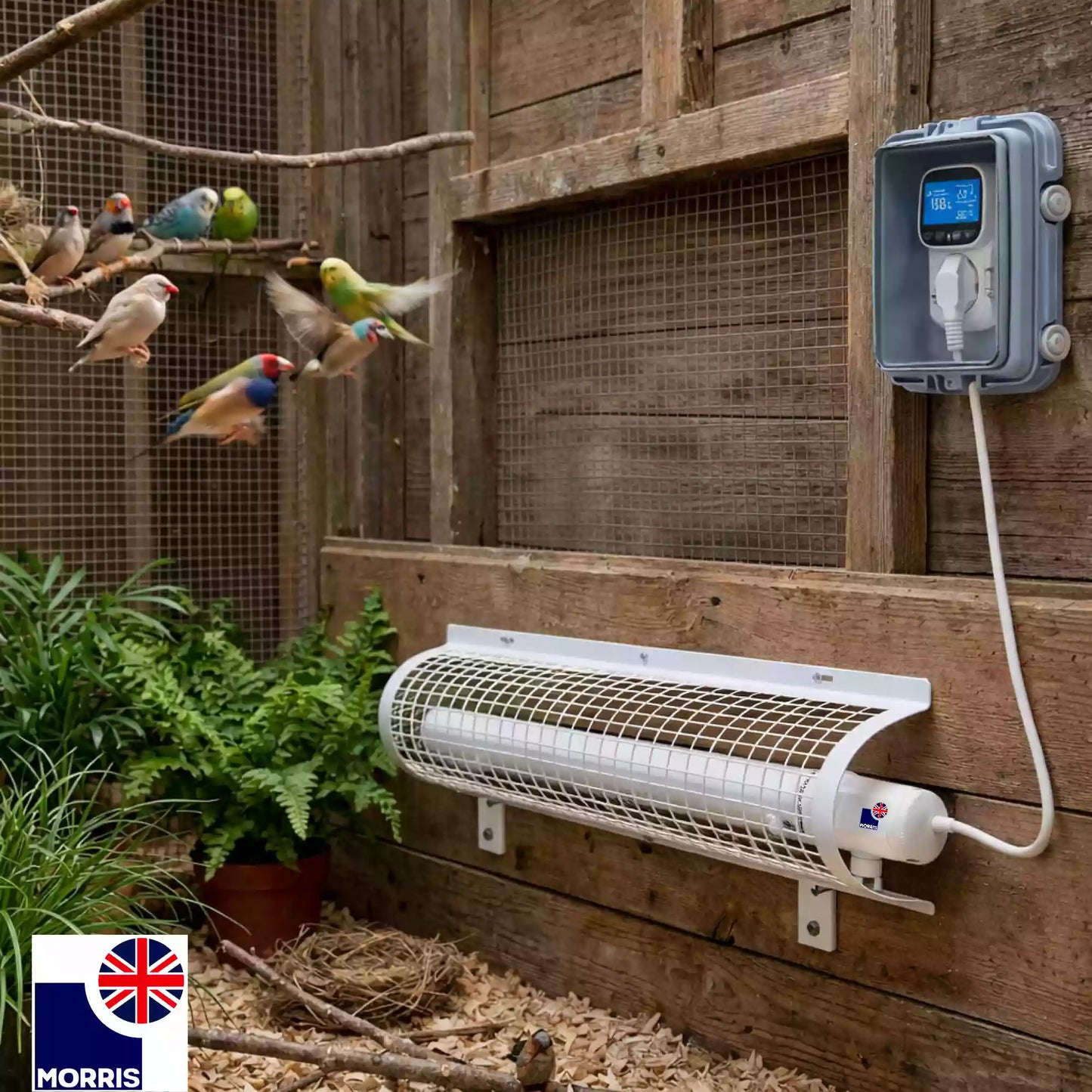 Morris 4ft tubular heater with thermostat and guard 4ft ideal for the aviary 