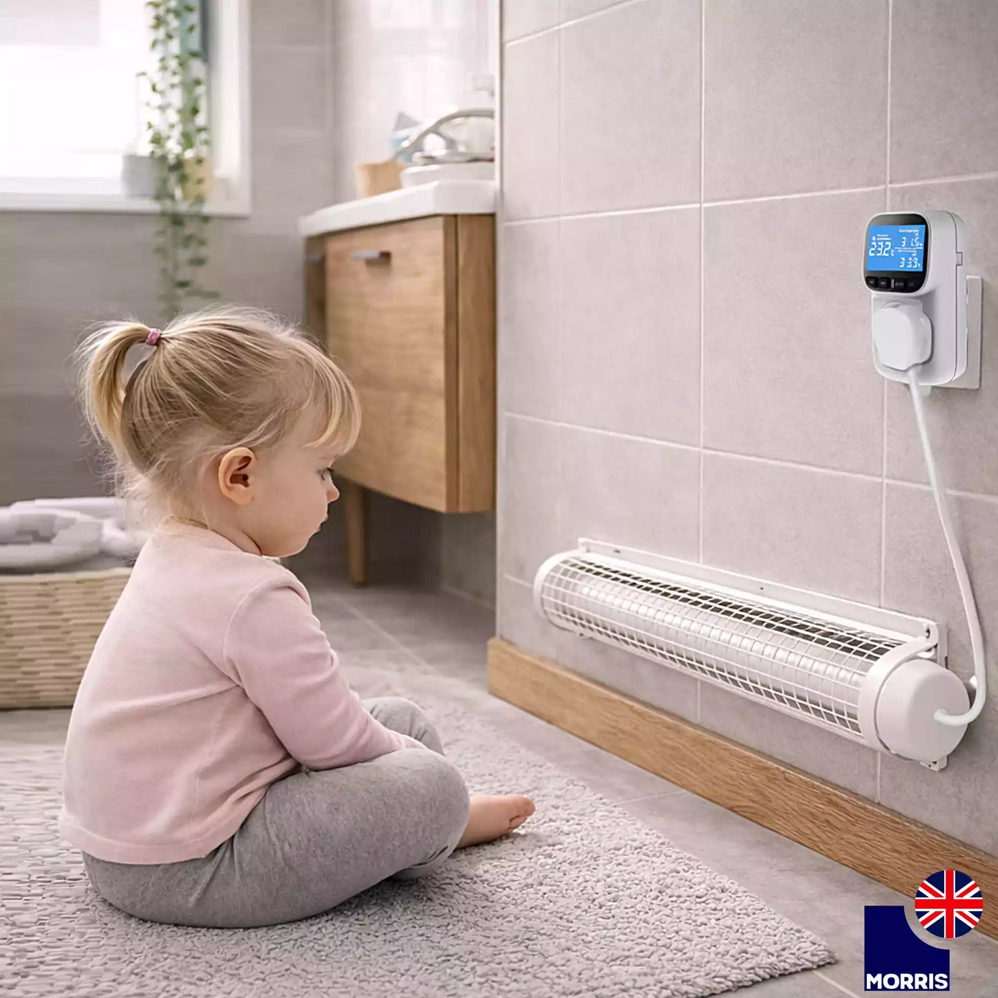 Morris 4ft tubular heater with thermostat and guard 4ft ideal for the bathroom 