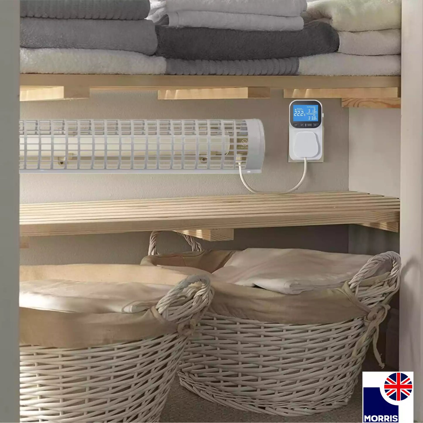 Morris 4ft tubular heater with thermostat and guard 4ft ideal for the cupboard 
