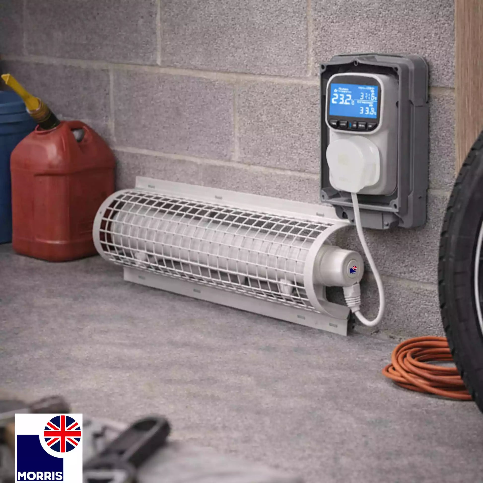 Morris 4ft tubular heater with thermostat and guard 4ft ideal for the garage 