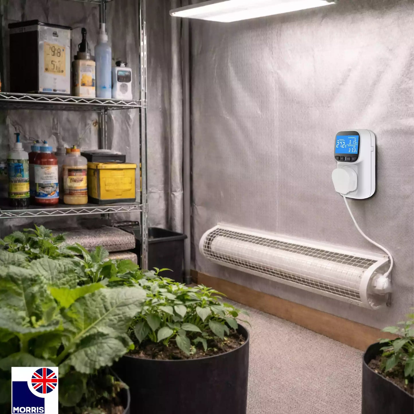 Morris 4ft tubular heater with thermostat and guard 4ft ideal for the grow room 