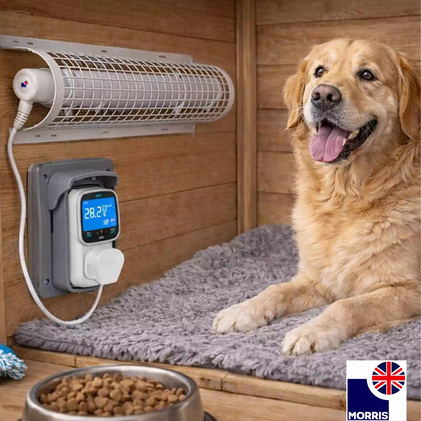 Morris 4ft tubular heater with thermostat and guard 4ft ideal for the kennel 