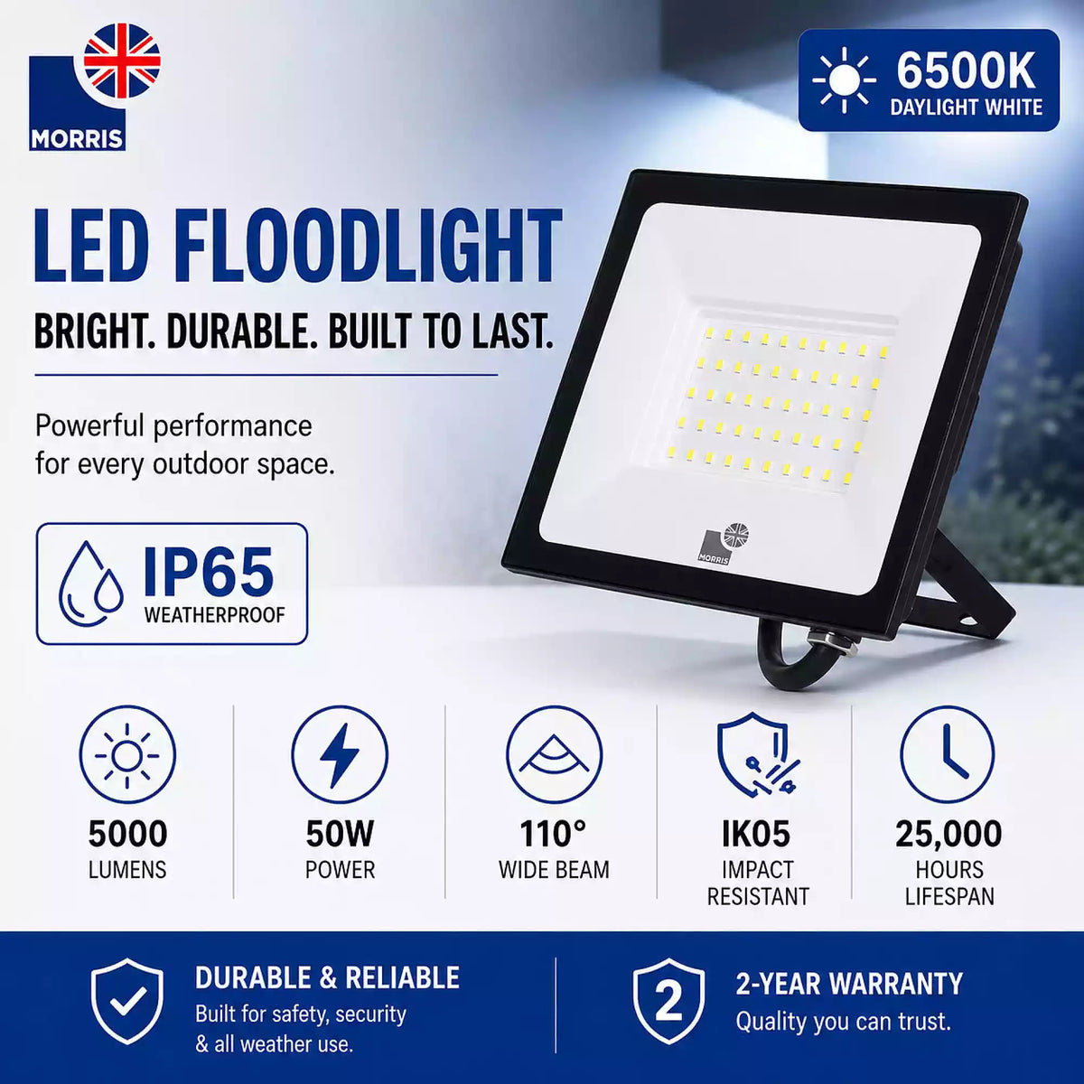 Morris 50w led flood lights specifications