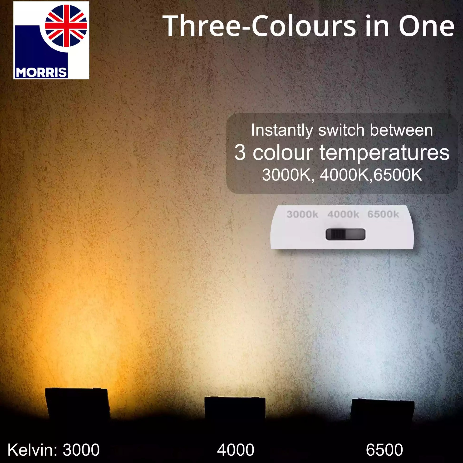 Morris 5ft tri colour led batten light three colours in one