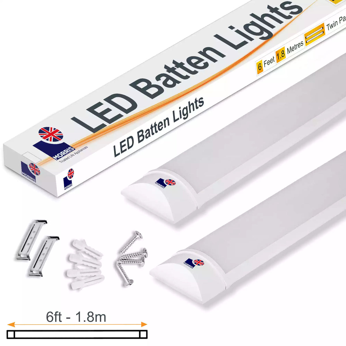 Morris Slimline 6ft Twin LED Batten light - Performance Range