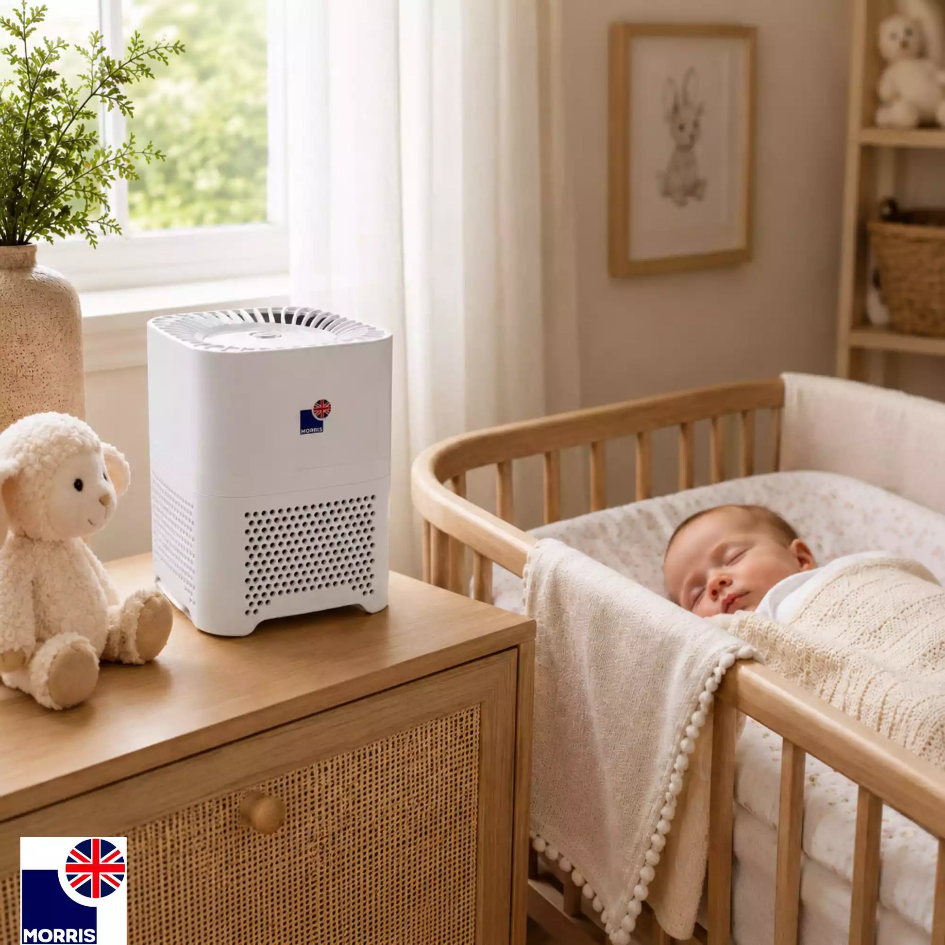 Morris H13 medical grade portable air purifier ideal for the nursery