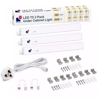 Morris LED Cabinet Lighting 288mm T5 Connectable 3000 or 6500K 1-4 packs