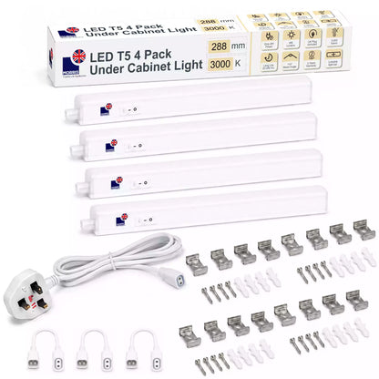 Morris LED Cabinet Lighting 288mm T5 Connectable 3000 or 6500K 1-4 packs