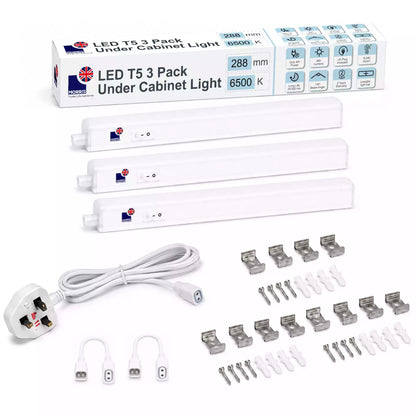 Morris LED Cabinet Lighting 288mm T5 Connectable 3000 or 6500K 1-4 packs