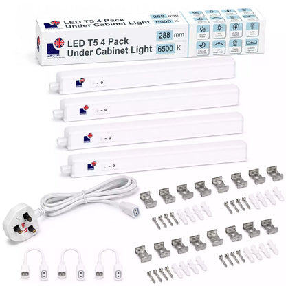 Morris LED Cabinet Lighting 288mm T5 Connectable 3000 or 6500K 1-4 packs
