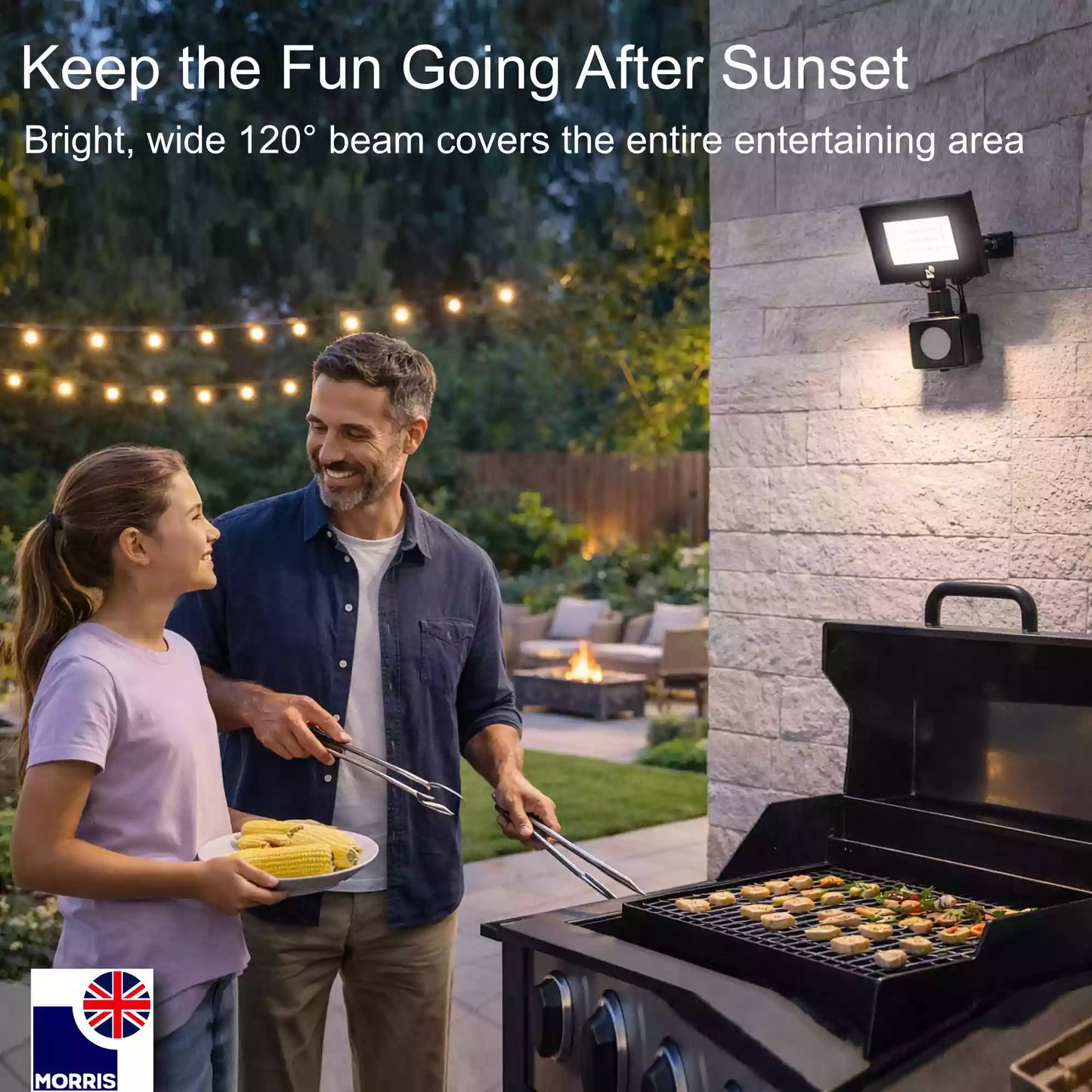 Morris LED floodlight remote control security light keep_the fun going after sunset