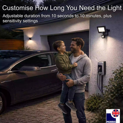 Morris LED floodlight security light with remote control customise how long you need the light