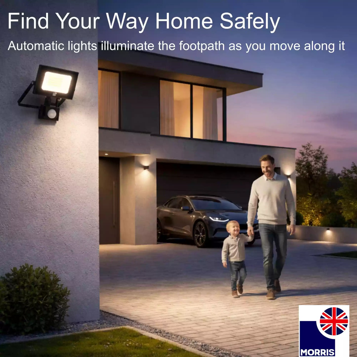 Morris LED sensored lights 30w find your way home safely