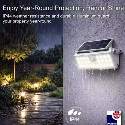Morris LED solar security light with motion sensor enjoy year round protection rain or shine