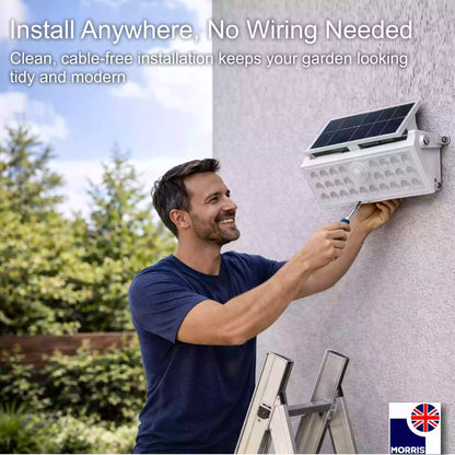 Morris LED solar security light with motion sensor install anywhere no wiring needed