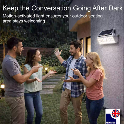 Morris LED solar security light with motion sensor keep the conversation going after dark