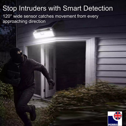 Morris LED solar security light with motion sensor stop intruders with smart detection