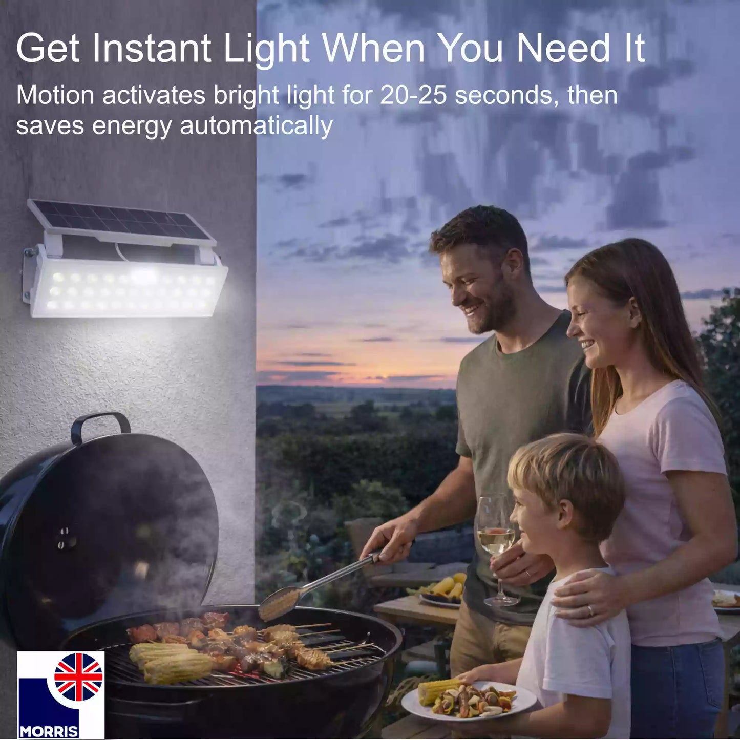 Morris LED solar security light with motion sensor with keep get instant light when you need it