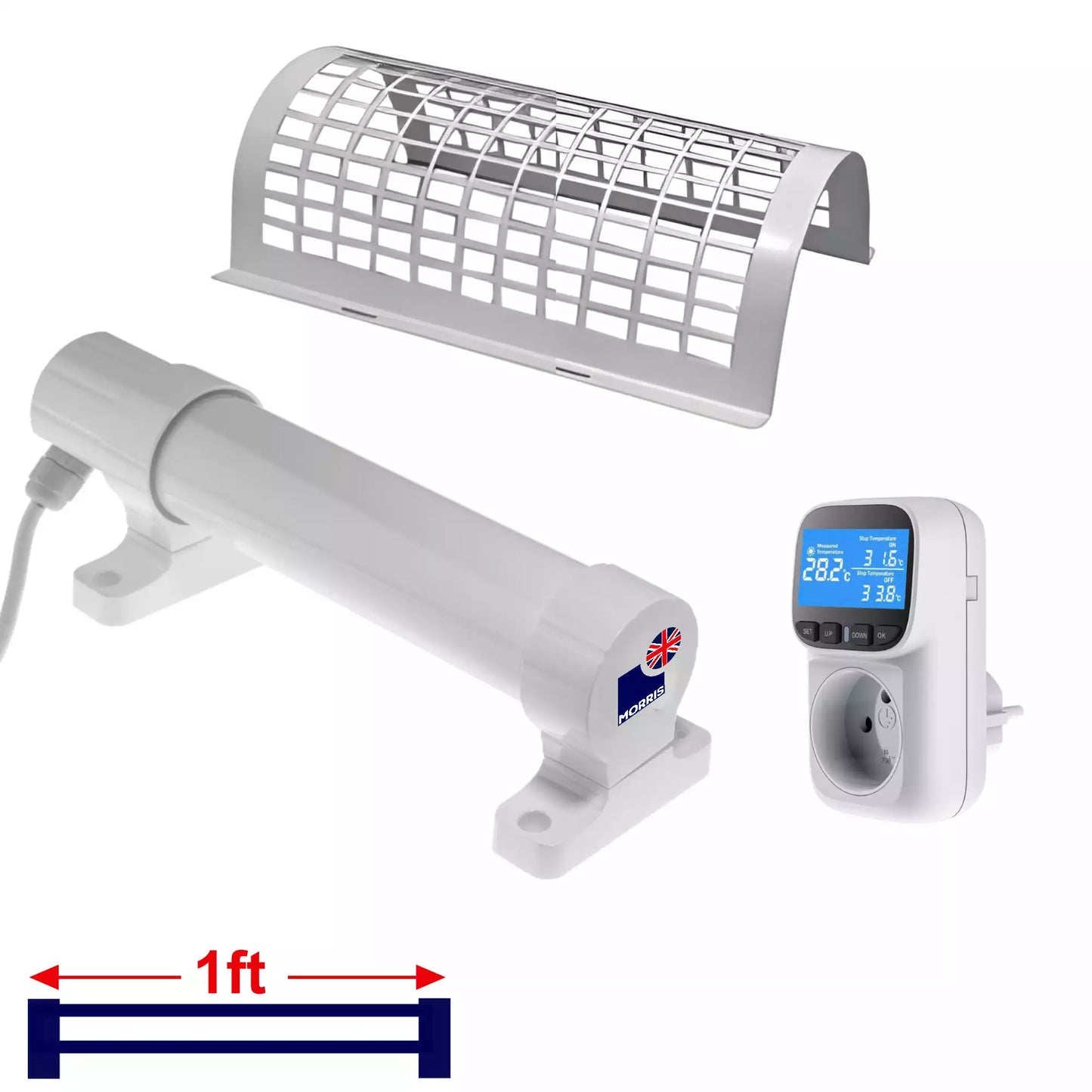 Morris airing cupboard heater with timer and guard 1ft