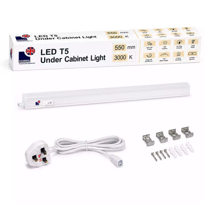Morris Cabinet Lighting LED T5 Connectable 550mm 3000 or 6500K 1-4 packs