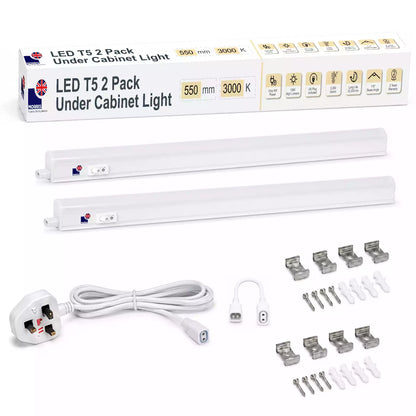 Morris Cabinet Lighting LED T5 Connectable 550mm 3000 or 6500K 1-4 packs