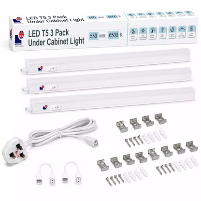 Morris Cabinet Lighting LED T5 Connectable 550mm 3000 or 6500K 1-4 packs