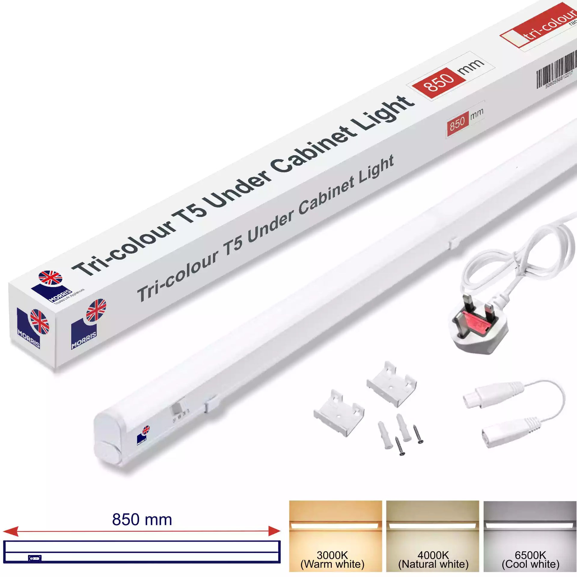 LED T5 Under Cabinet Lights Tri Connectable 850mm