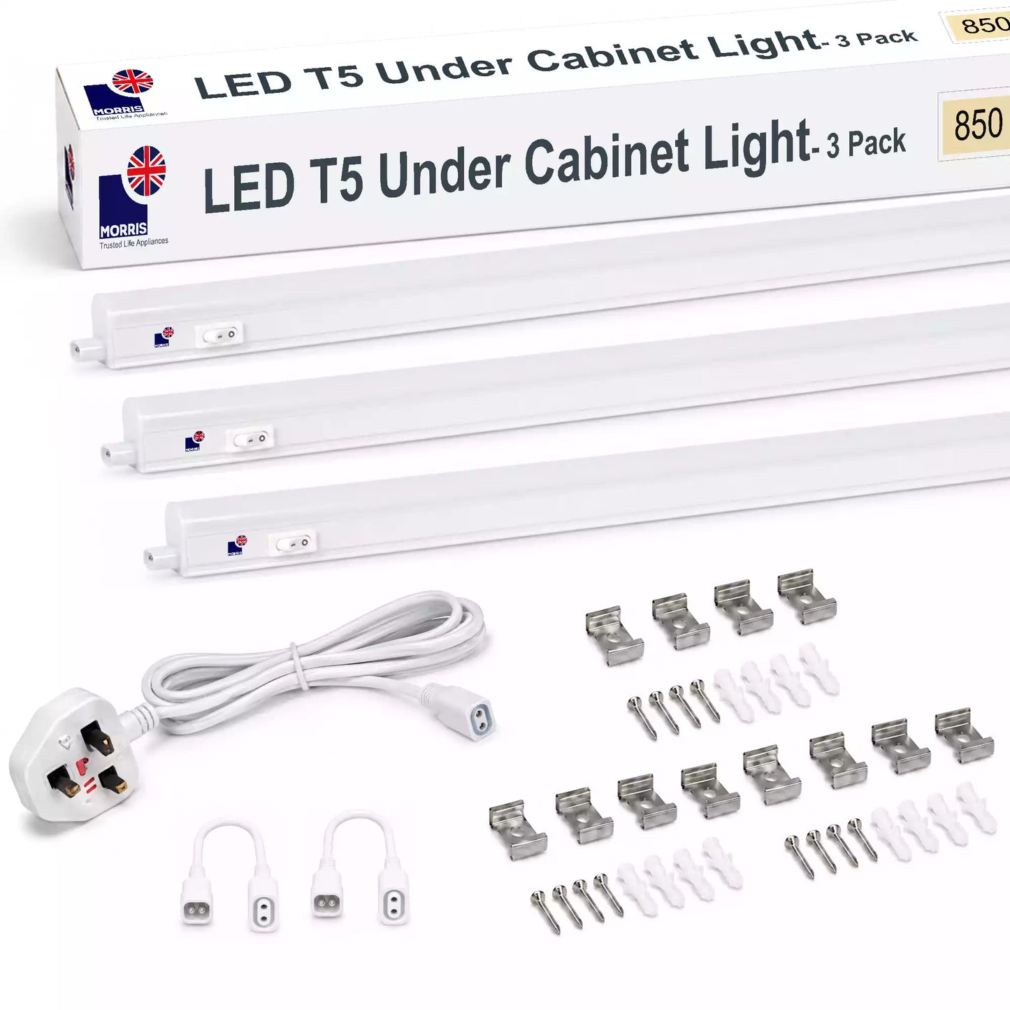 Morris Cabinet Lights 850mm T5 Connectable 3000 or 6500K 1-4 packs