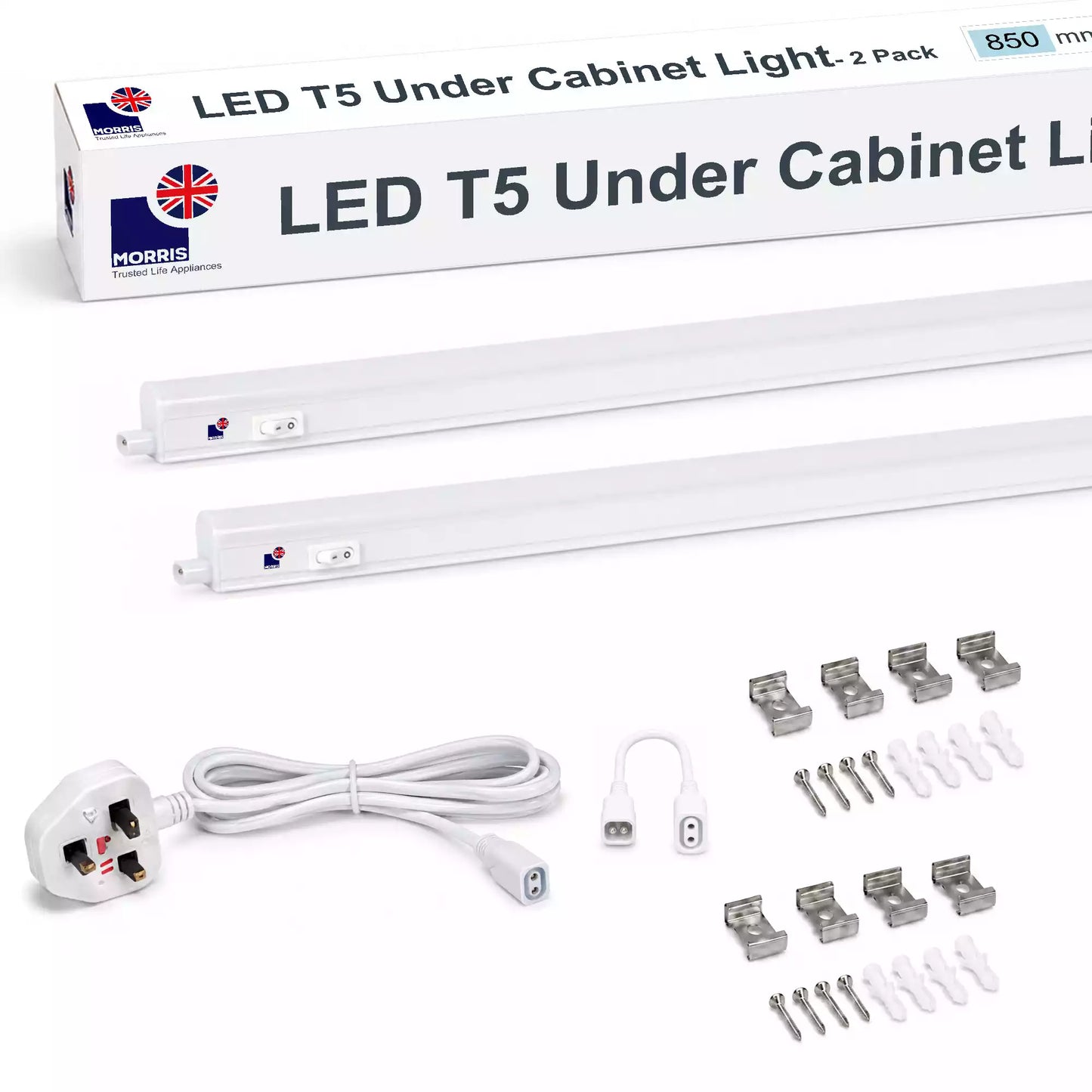 Morris Cabinet Lights 850mm T5 Connectable 3000 or 6500K 1-4 packs