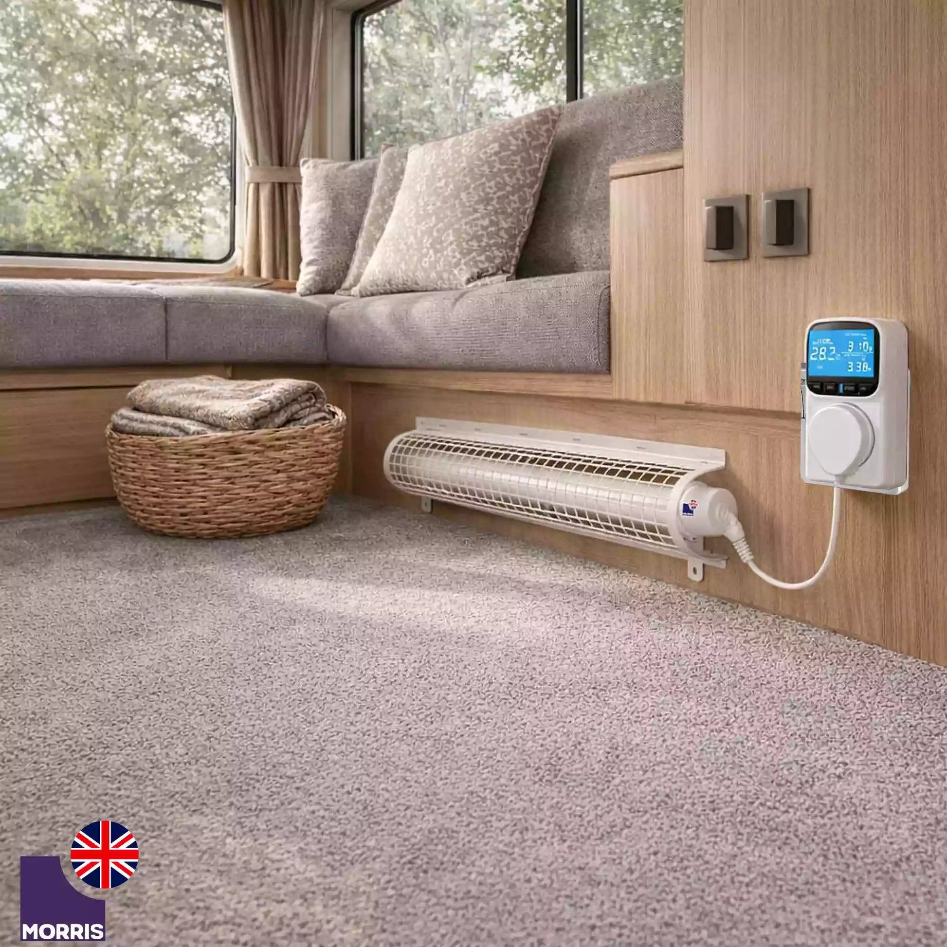 Morris heater with thermostat and guard 3ft ideal for the caravan 