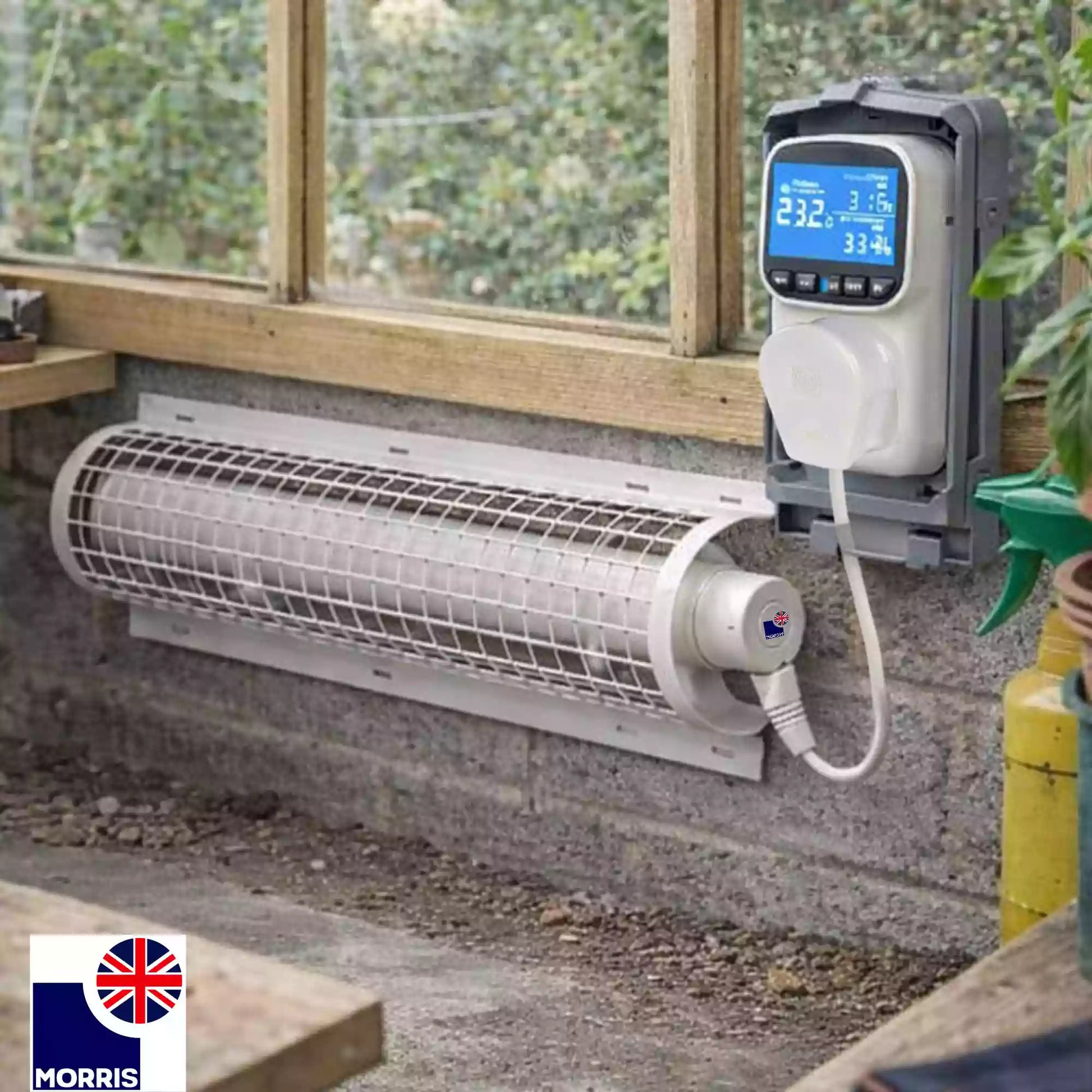 Morris heater with thermostat and guard 3ft ideal for the greenhouse 