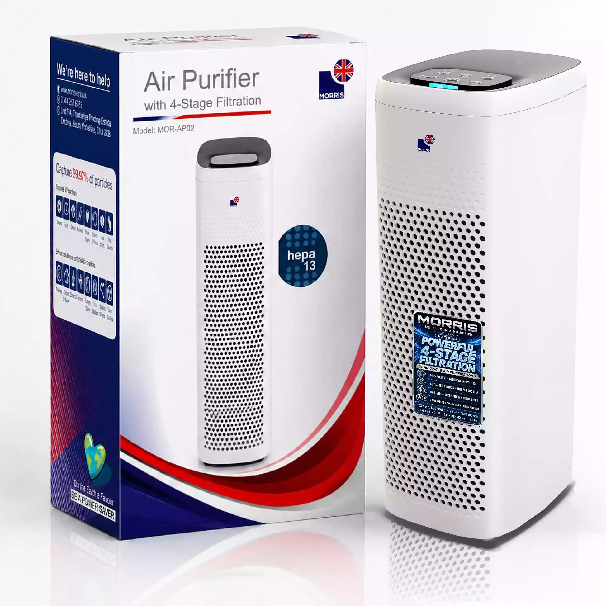 Morris hepa filter air purifier 4 stages air purifier