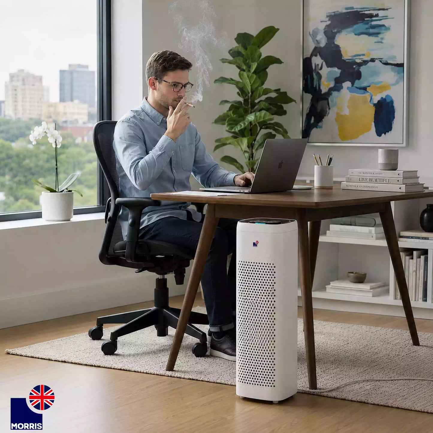 Morris hepa filter air purifier eliminates the smoke