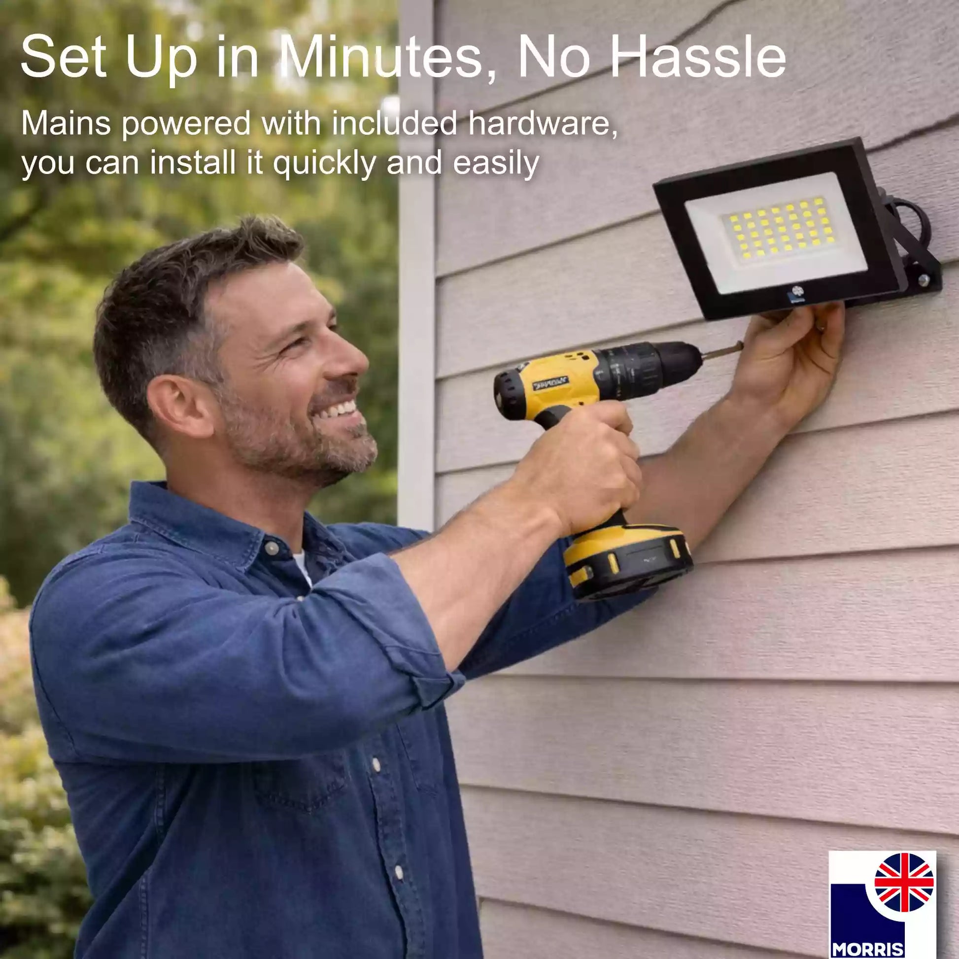 Morris led 20w outdoor or indoor floodlight set up in minutes no hassle