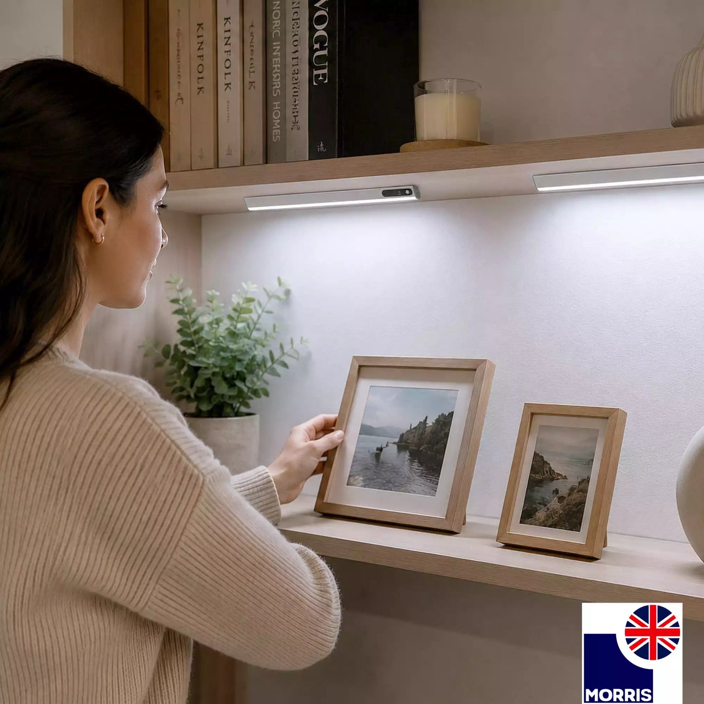 Morris LED Rechargeable Light (Under Cabinet) with PIR Sensor - 1500mAh USB-C 120lm 6500K Dimmable Ultra Slim 7mm