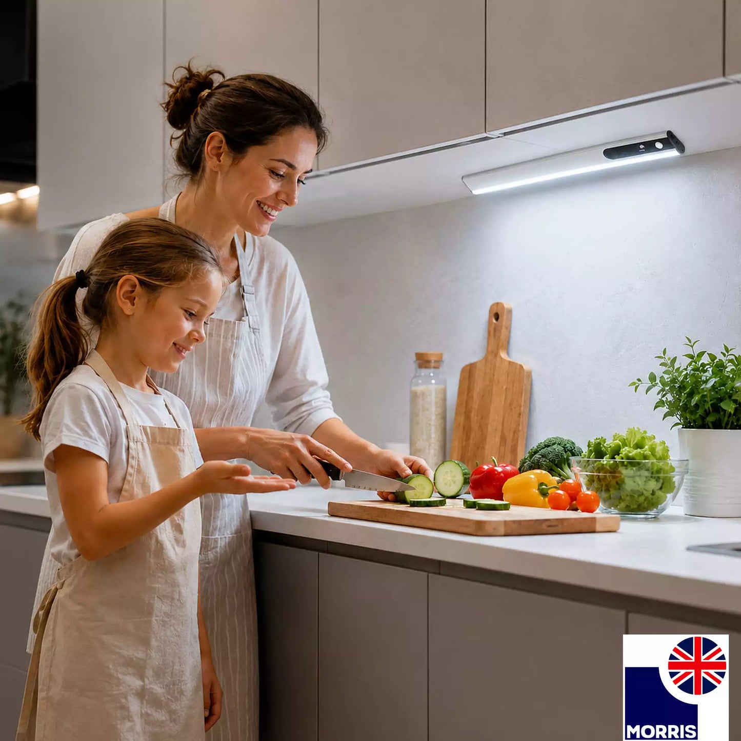 Morris LED Rechargeable Light (Under Cabinet) with PIR Sensor - 1500mAh USB-C 120lm 6500K Dimmable Ultra Slim 7mm