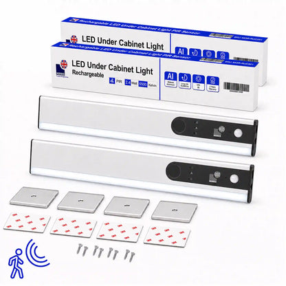 Morris LED Rechargeable Light (Under Cabinet) with PIR Sensor - 1500mAh USB-C 120lm 6500K Dimmable Ultra Slim 7mm