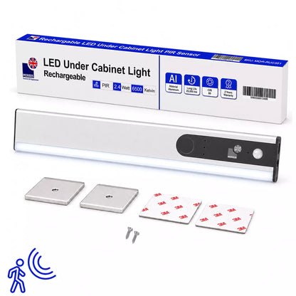 Morris LED Rechargeable Light (Under Cabinet) with PIR Sensor - 1500mAh USB-C 120lm 6500K Dimmable Ultra Slim 7mm