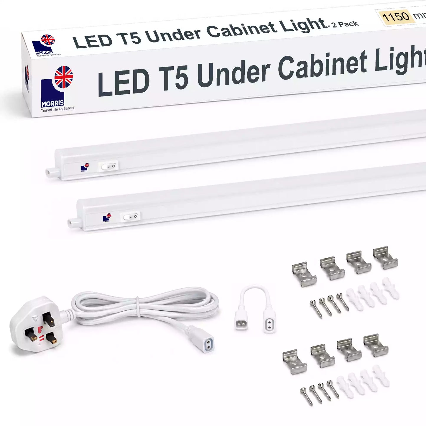 Morris LED Under Cupboard Lighting 1150mm T5 Connectable 3000 or 6500K 1-4 packs